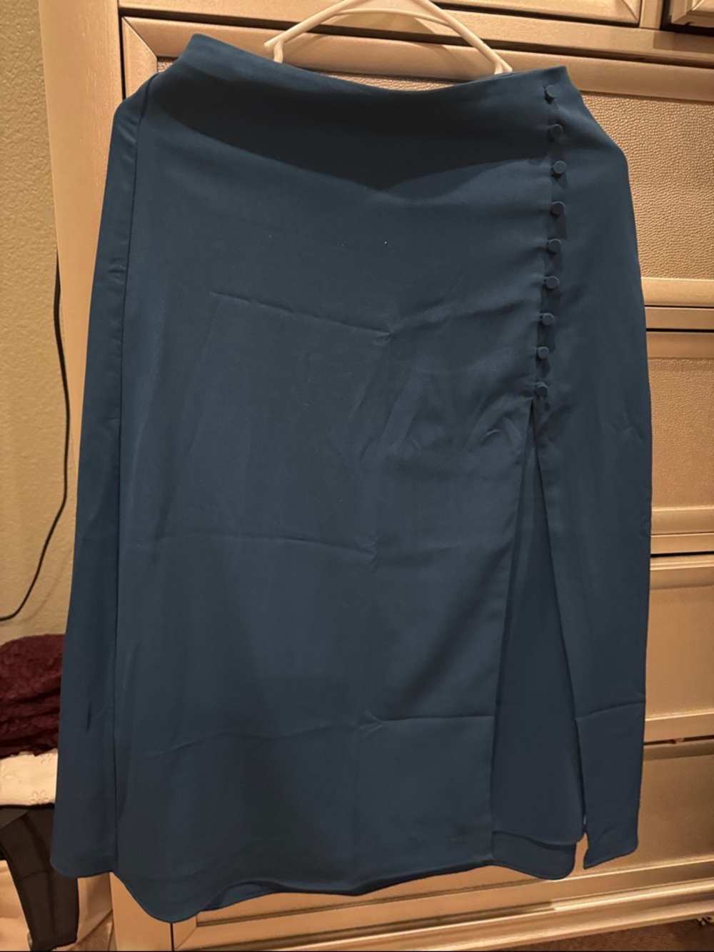 Abercrombie & Fitch Teal Button-Front Midi Skirt